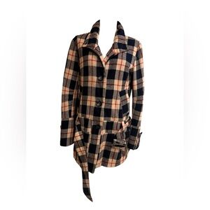 BB Dakota Plaid Trench Coat - Black and Tan